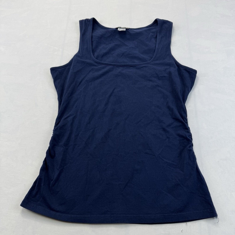 Venus Navy Blue Sleeveless Scoop Neck Ruched Tank Top Size Large